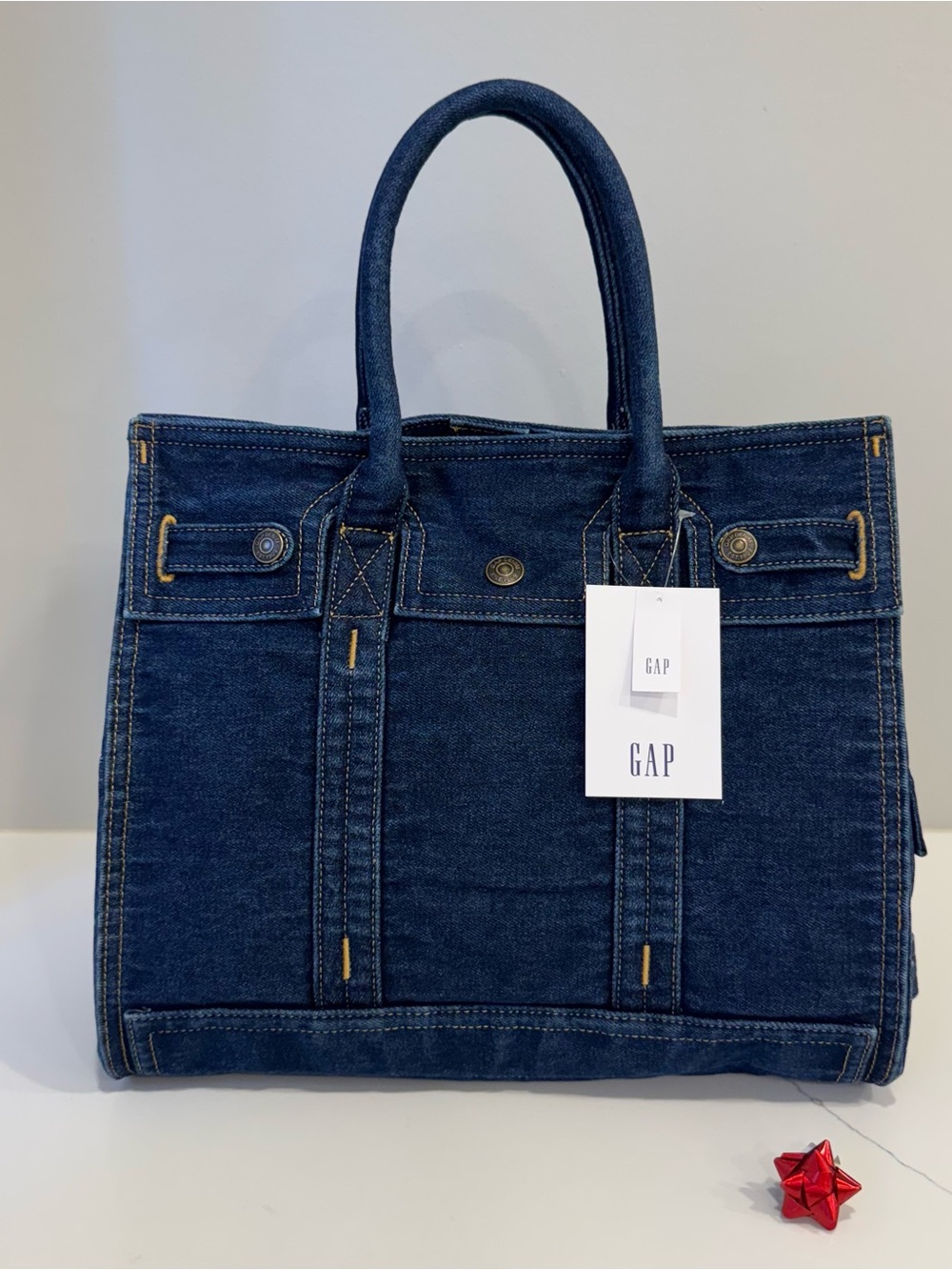 Gap Denim Five Pocket Tote STANDARD Size Dark Wash NWT